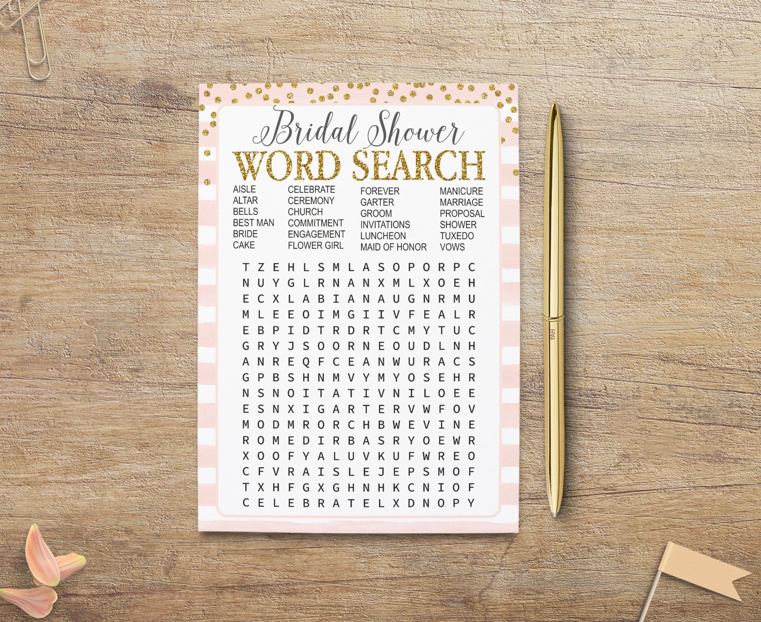 Bridal Word Search Bridal Shower Word Search Game Wedding Etsy