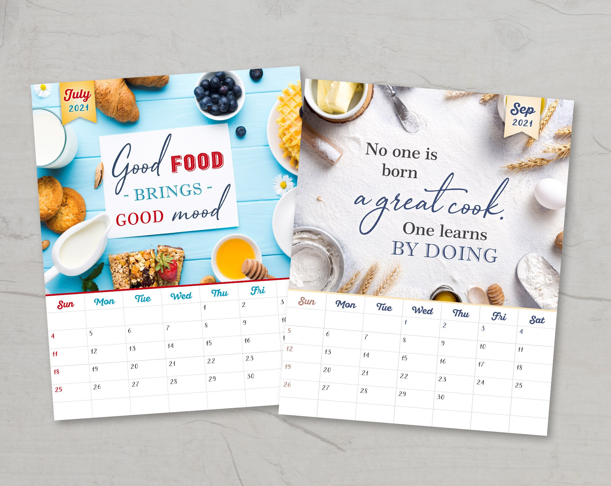 2021 Kitchen Calendar Printable Calendar Cooking Quotes Etsy
