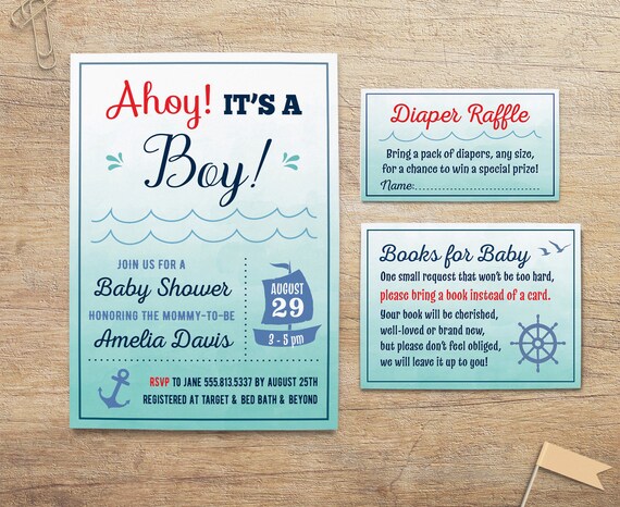 Nautical Baby Shower Invitation Ahoy It S A Boy Invite Ocean Theme Nautical Baby Shower Invitation Ahoy It S A Boy Invite Ocean Theme