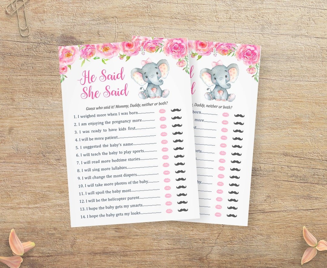 He Said She Said, Printable Baby Girl Shower Game, Mommy or Daddy ...