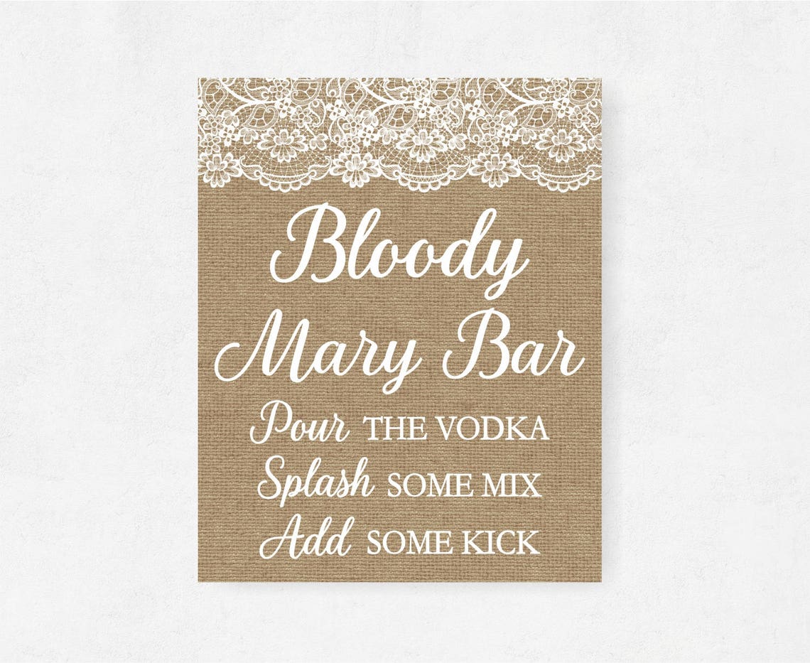 Bloody Mary Bar Printable Sign Burlap Lace Bridal Shower - Etsy