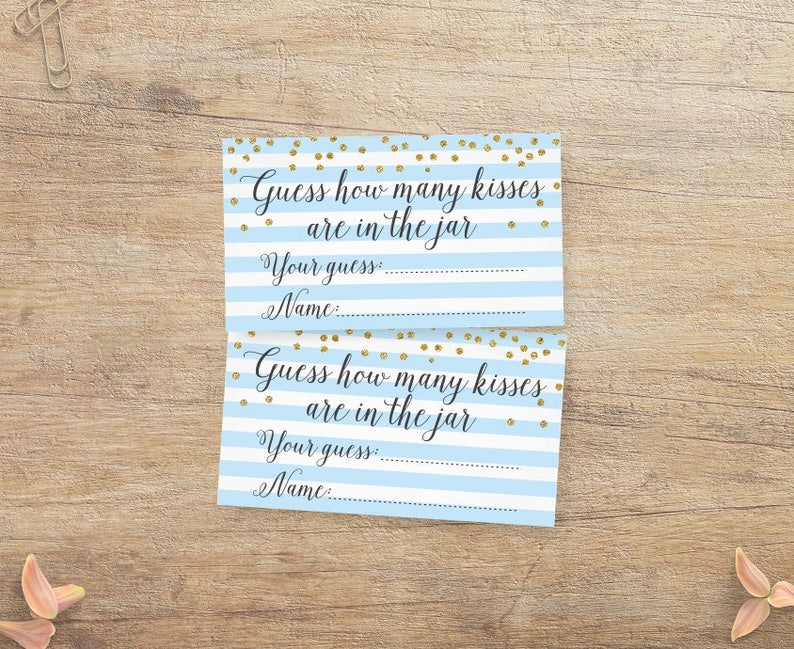 Printable How Many Kisses Game Bridal Shower Activity Baby | Etsy