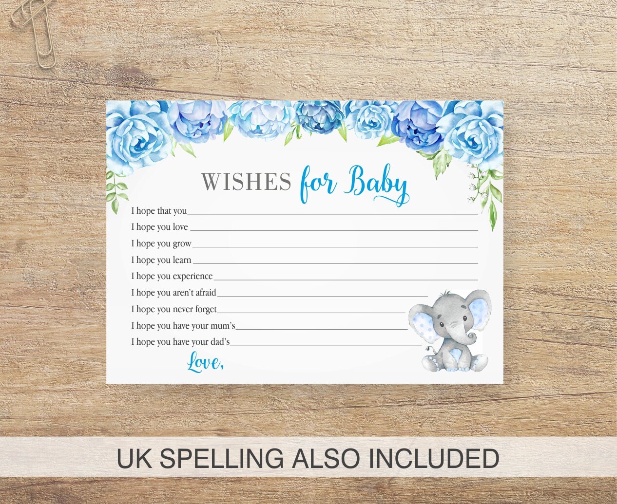 Wishes for Baby Boy Printable Baby Wishes Cards Blue Etsy Australia