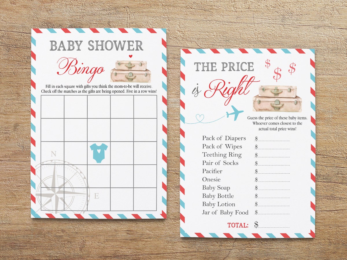 Travel Themed Baby Shower Printable Baby Games Game Pack Etsy
