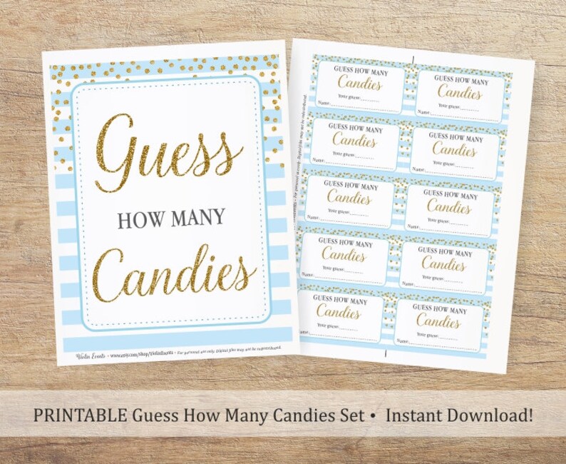 Printable Guess How Many Candies How Many Sweets Baby Shower | Etsy