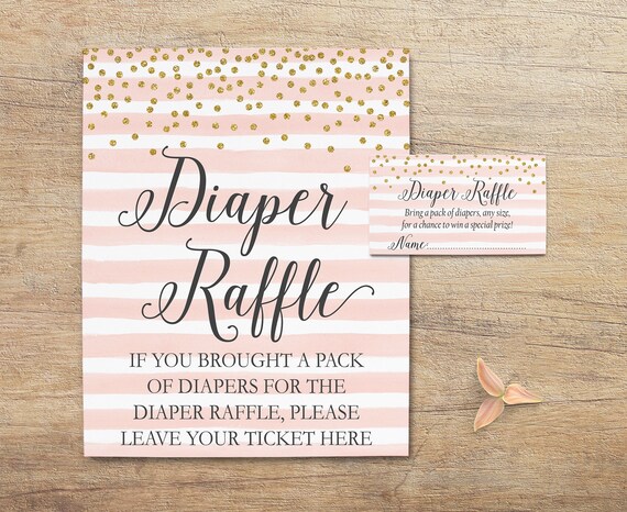 Diaper Raffle Printable Pink and Gold Raffle Ticket Diaper | Etsy