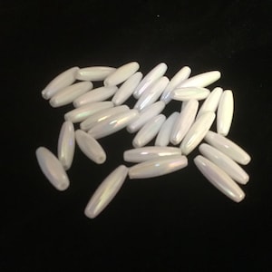 Spaghetti Beads White AB or Gold Opaque 19mm