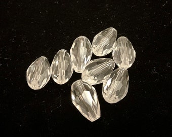 12mm x 8mm Faceted Crystal Glass Teardrop