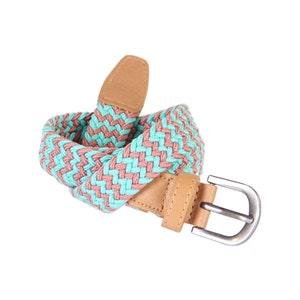 Kids Stretchy Cord Belt - Turquoise/ Brown - Age (4-7Y) (8-14Y)