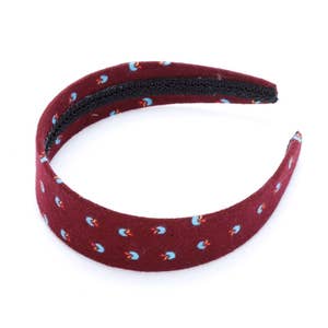 Girls Classic Wide Headband ( 3-12  Dark Red )