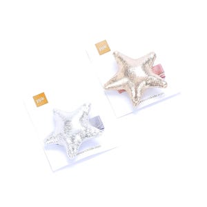 Mädchen Silber / Gold Stern Haarspangen 2er Set