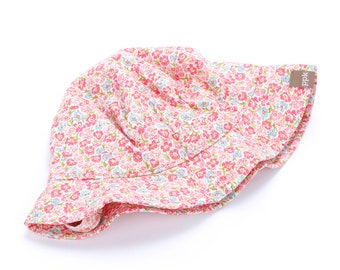 Little Girls Bucket Hat- Vintage Floral Pink (Baby 1-2Y) (Toddler/ Child 2-6Y)