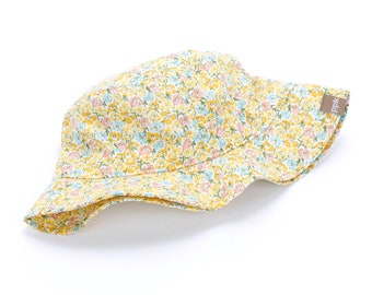 Chapéu de balde floral para meninas - Amarelo (1-2 anos) (2-6 anos)