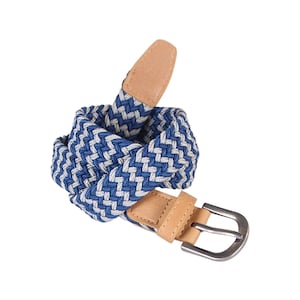 Boys Stretchy Cord Belt - Blue/ Light Grey - Age (4-7Y) (8-14Y)