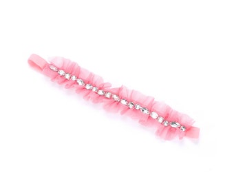 Lace Rhinestone Headband - Pink Sorbet