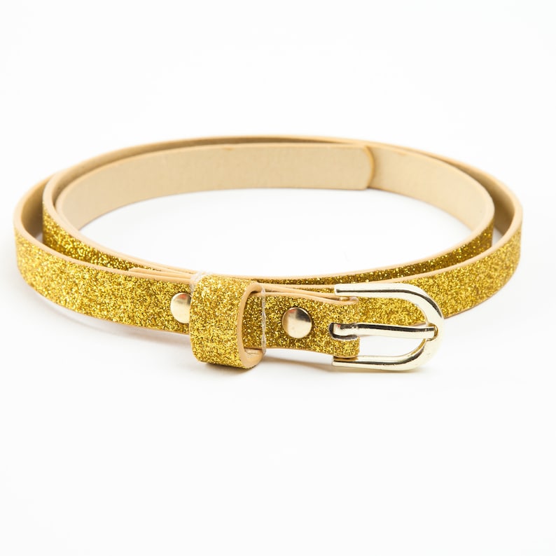 Ultra Skinny Glitter Belt Gold | Etsy