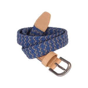 Boys Stretchy Cord Belt - Blue/ Dark Grey - Age (4-7Y) (8-14Y)