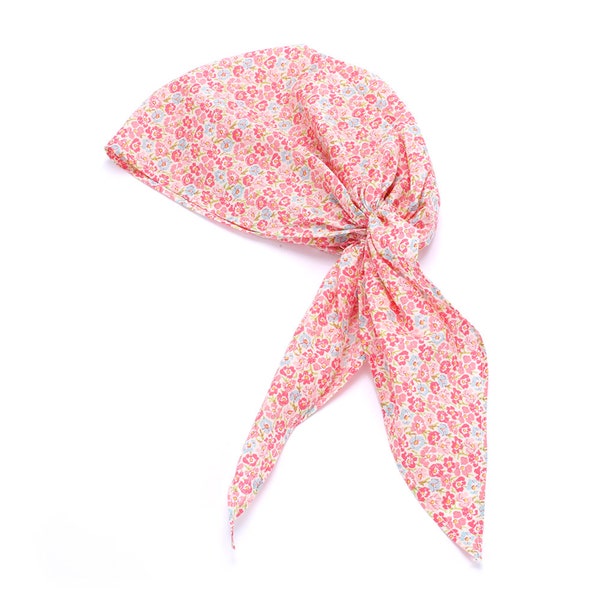 Bandeau/écharpe bandana pré-noué pour petite fille - Floral rose vintage (3-8 ans)