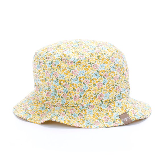 Little Girls Floral Bucket Hat- Yellow (1-2Y) (2-6Y) - Etsy display picture 2