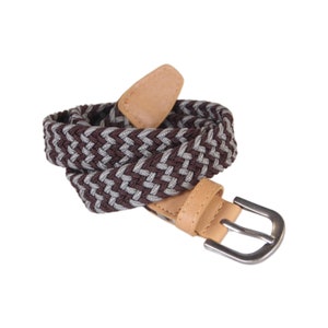 Boys Stretchy Cord Belt - Brown / Gray - Age (4-7Y) (8-14Y)
