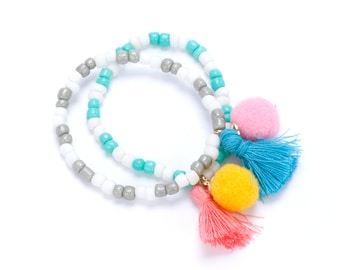 Kids Charm Bracelet Fun Twin Pack - Mint Green / Grey
