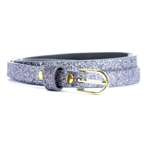 Girls Ultra Skinny Glitter Belt -  Grey Sparkle ( 4-7Y) (8-14Y)