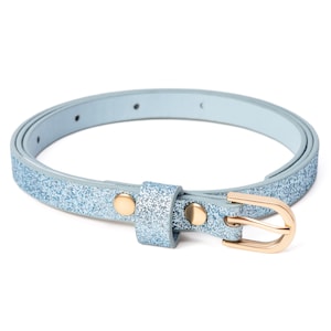 Girls Ultra Skinny Glitter Sparkle Belt - Slate Blue ( Toddler / Kids 4-7 Y) (8-14Y)