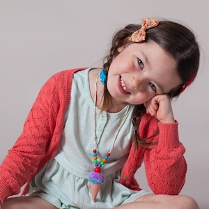 Girls Ice Cream Cone Necklace - Multi- Pink