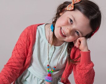 Girls Ice Cream Cone Necklace - Multi- Pink