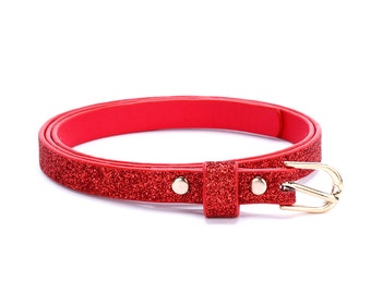 Ultra Skinny Glitter Belt - Red ( 8-14 Y)