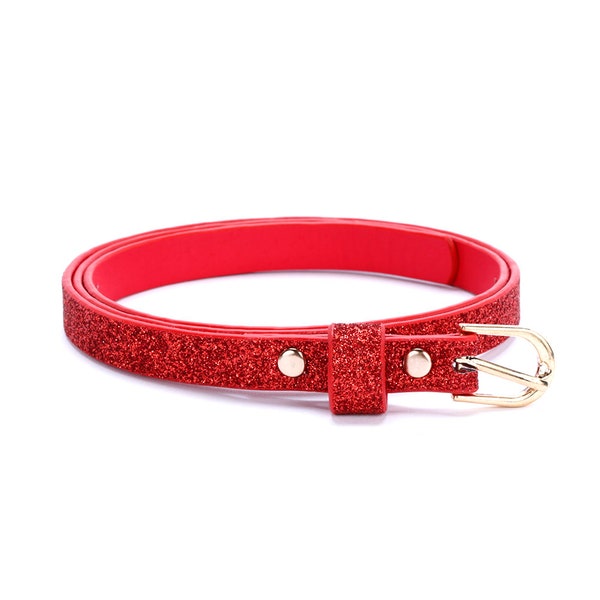 Ultra Skinny Glitter Belt - Red ( 8-14 Y)