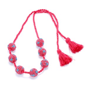 Fun Artisan Bead Necklace for Little Girls - Berry Red ( 3-8Y)