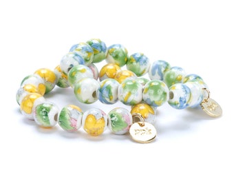 Vintage Floral Bead Bracelet - for big kids/ tweens and teens ( 6-16Y)