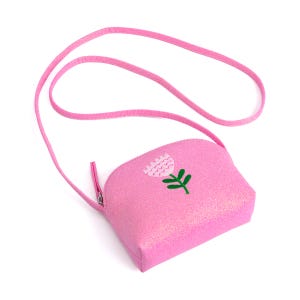 Sparkly Pink Purse with Flower Embroidery for Toddlers and Little Girls 2-6Y