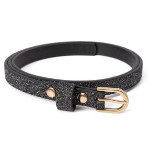 Girls Skinny Glitter Belt - Black Sparkle (4-7y) (8-14y)