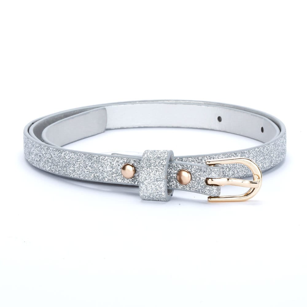Girls Shiny Glitter Belt Classic Silver 4 7 Y 8 14Y Etsy