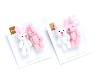 2-PC Little Bunny Hair Tie Set of 2 - Pink / White