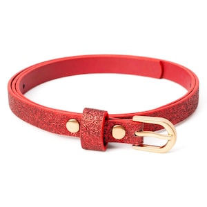 Ultra Skinny Glitter Belt - Deep Red ( 8-14 Y)