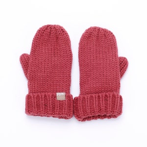 Boys Knit Everyday Mittens - Fleece Lined (Toddler 1-3Y) ( Big Boys 6-12Y) Auburn Red