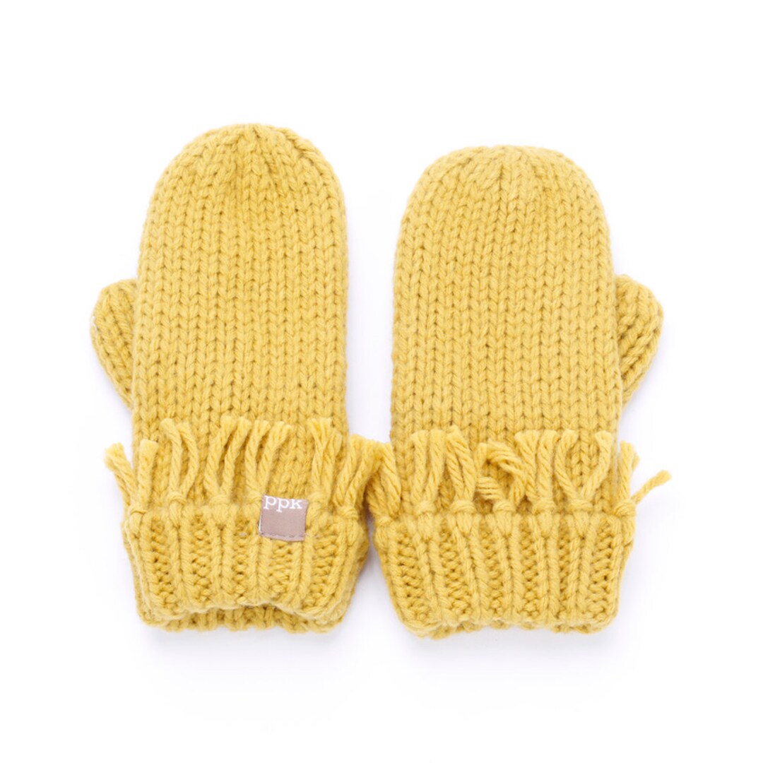 Little Girls Mittens With Fringe Fleece Lined Mustard Etsy