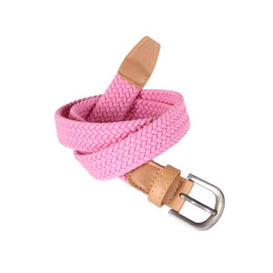 Girls Pink Stretchy Cord Braided Belt - Age (4-7Y) (8-14Y)