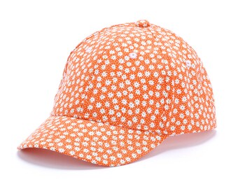 Little Girls Summer Floral Baseball Cap - (2-6Y) Juicy Orange