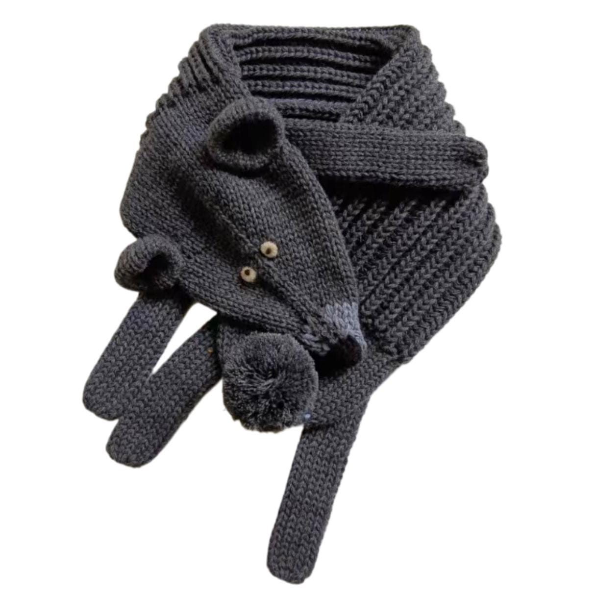 Sciarpa A Forma Di Orso Lavorata A Maglia Grossa Per Bambini - Foto 12