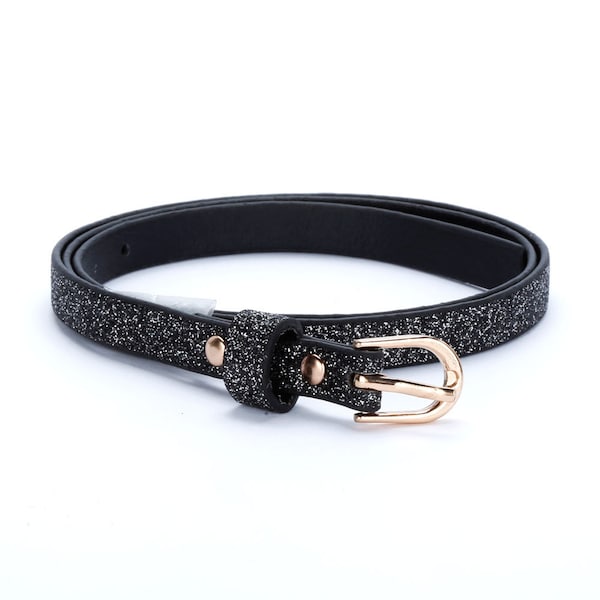 Girls Skinny Glitter Belt - Starry Night - Black (4-7y) (8-14y)