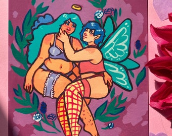 Lámina ilustrada mágica "Creciendo" - Lámina de arte sáfico queer