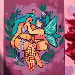 Magische illustratieprint &quot;Groeiend&quot; - Sapphic Queer Art Print