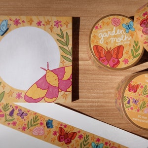 Garden Moth Stationery Set - Matching Washi Tape and Sticky Notes
