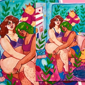 Tederheid illustratie print - sapphic queer art print