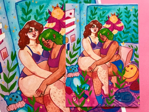 Tenderness Illustration Print - Sapphic Queer Art Print