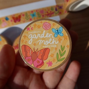 Garden Moth Washi Tape! 10m Aesthetic Moth, Butterfly and Flower Tape